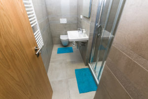 Koupelna v bytovém domě ve Slaném se sádrokartonovými deskami Rigistabil