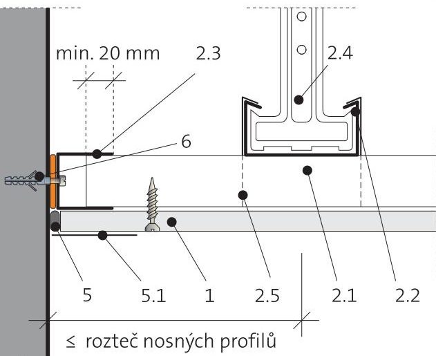 Napojení podhledu na stěnu 5.60.02